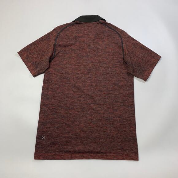 Lululemon Polo Shirt Mens M Medium Black Red Metal Vent Tech Striped Performance - Picture 6 of 9
